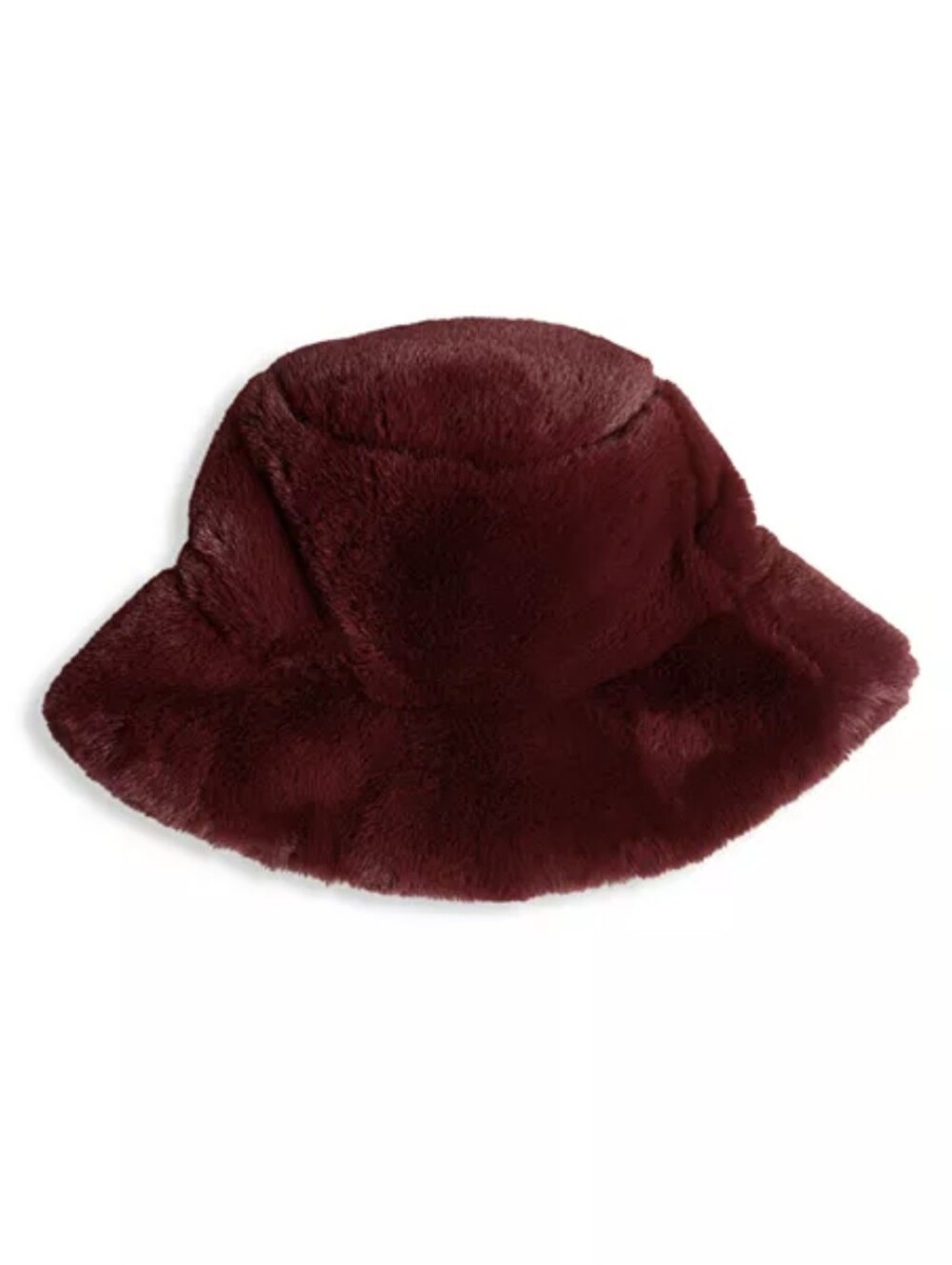 Maroon Faux Fur Bucket Hat